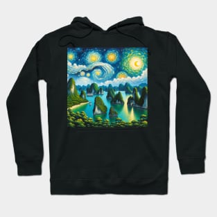 Ha Long Bay Island Vietnam Starry Night - Beautiful Iconic Places Hoodie